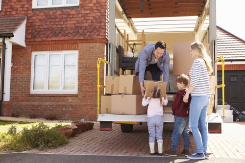 Student removals team loading boxes outside a Paddington residential building