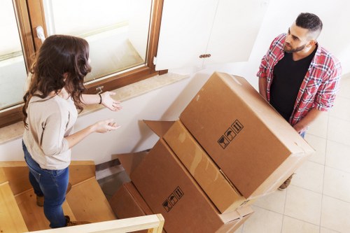 Organised moving boxes and packing materials used by Paddington movers