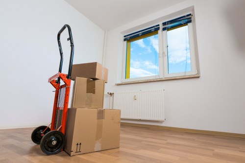 Packed boxes and furniture ready for Paddington house removals