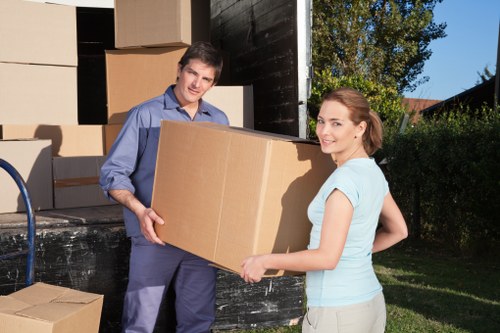 Storage-ready packing boxes arranged safely for Paddington relocation